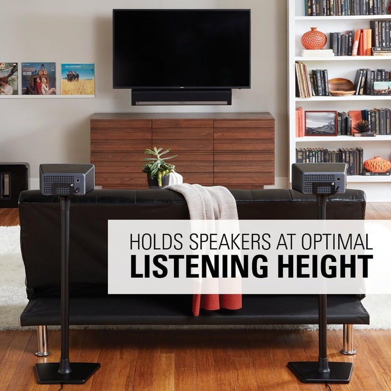 Sanus Wireless Sonos Speaker Stand for Sonos One, Play:1, & Play:3 - Audio-Enhancing Design with Built-in Cable Management - Single Stand (Black) - WSS21-B1 - Image 3