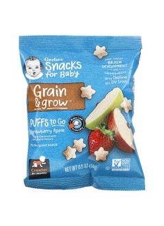 Gerber Gerber, Snacks for Baby, Grain & Grow, Puffs to Go, 8+ Months, Strawberry Apple, 12 Snack Packs,  0.5 oz (14 g) Each  - Image 3