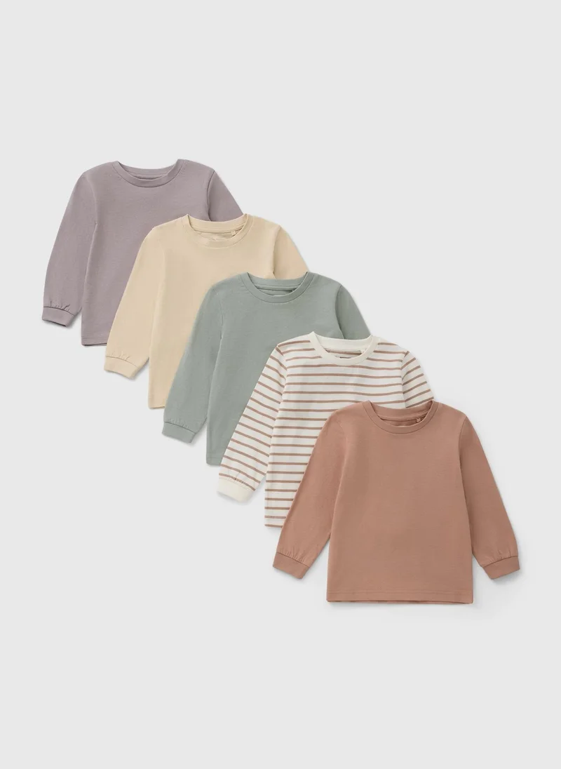 Matalan 5 Pack Boys Multicolour Stripe Plain Tops