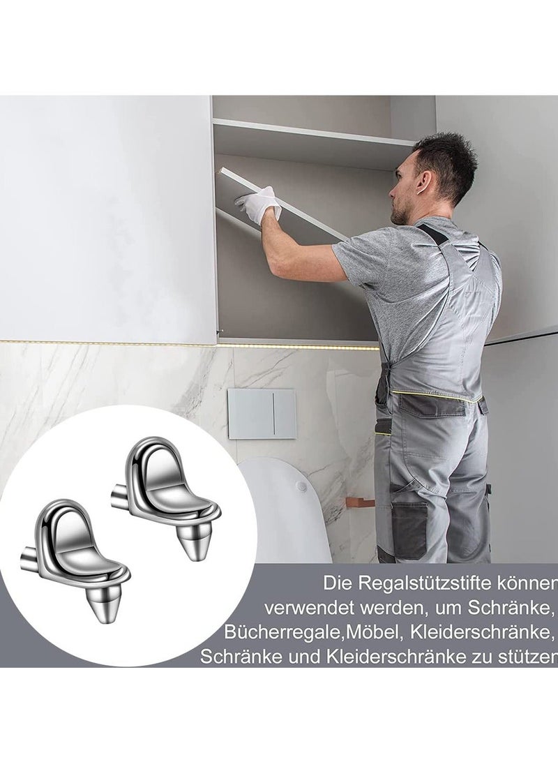 50 Pcs Shelf Support Pegs, Zinc Alloy Support Pins 5mm Shelf Peg Pins for Bookcase Cabinet Closet Wardrobe Glass Shelves Support (Silver) - Image 4