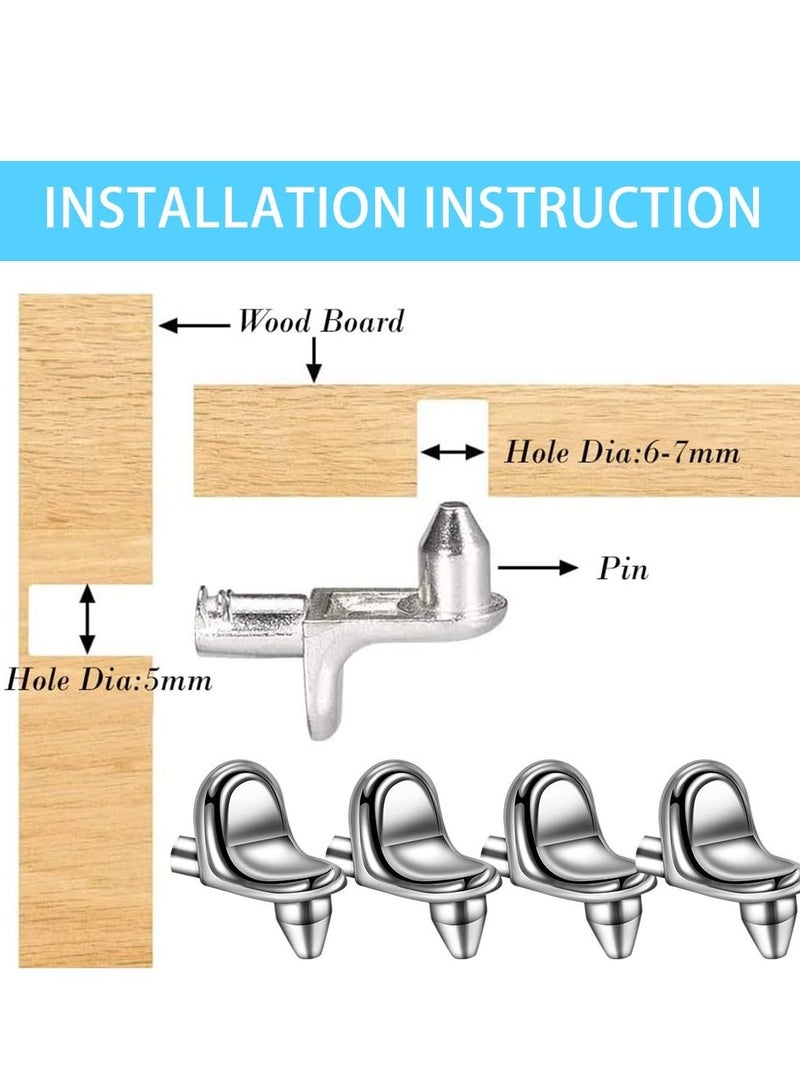 50 Pcs Shelf Support Pegs, Zinc Alloy Support Pins 5mm Shelf Peg Pins for Bookcase Cabinet Closet Wardrobe Glass Shelves Support (Silver) - Image 3