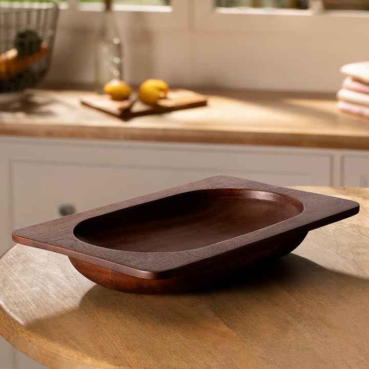 Ellementry Mango Wood Hearty Bowl Rectangle Color Natural Wood Mango Wood Kitchenware Versatile Decor Handcrafted Sustainable Food Safe Gifting - Image 3