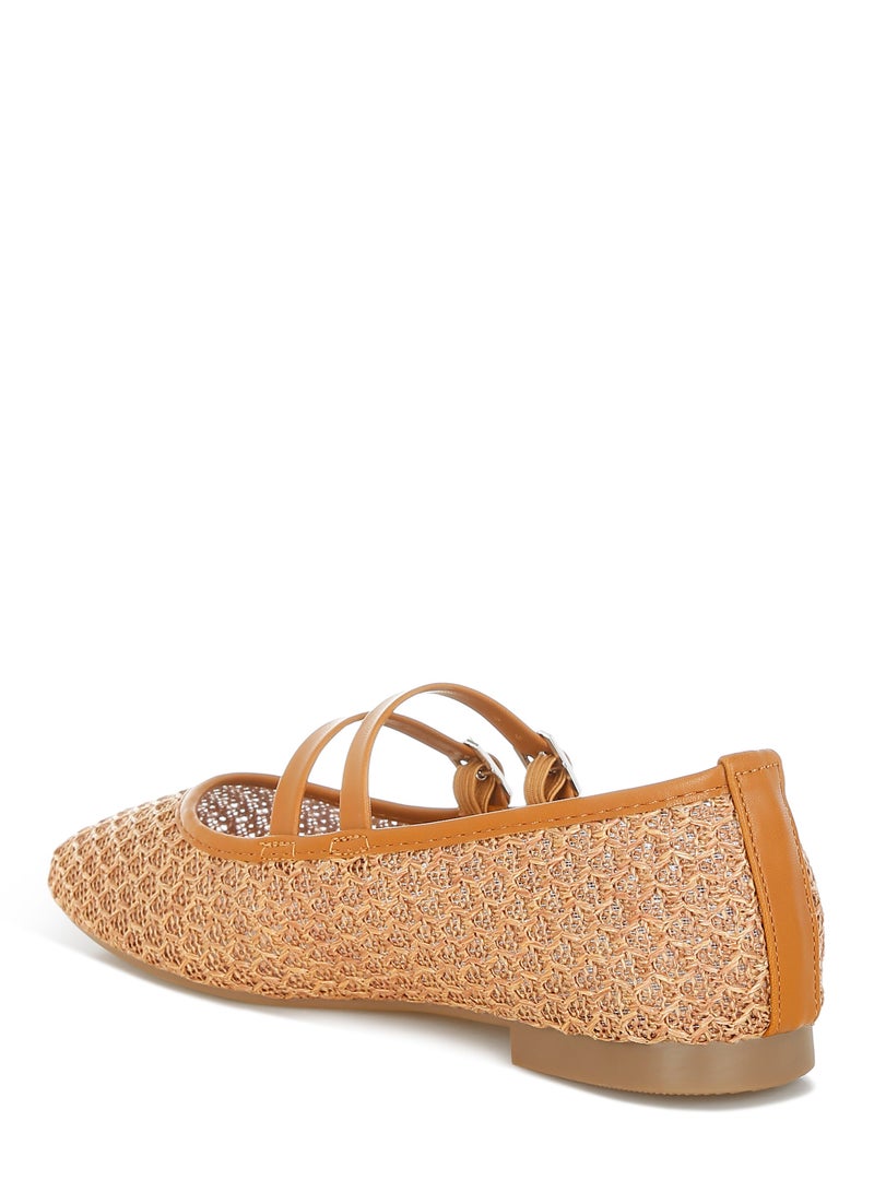 لندن راج حذاء باليرينا مزود بإبزيم دبوسي بلون أسمر - Image 4