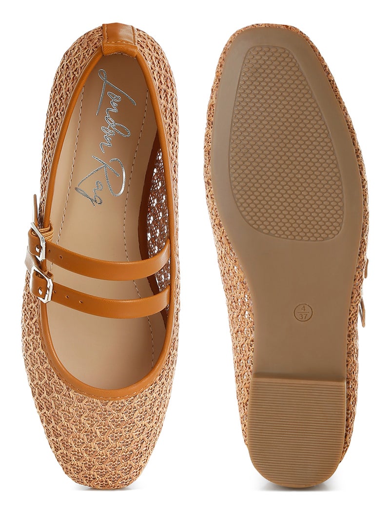 لندن راج حذاء باليرينا مزود بإبزيم دبوسي بلون أسمر - Image 5