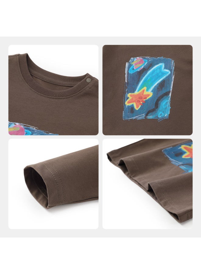 Versatile Solid Color] Boys' T-shirt Long Sleeve Spring/autumn Style Baby Top Children's 2025 New Round Neck Girl - Image 5