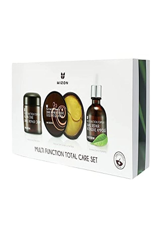 MIZON - Multi Function Total Care Set - Snail Ampoule + Snail Cream + Gold Snail Eye Patches For Skin Moisture, Soothing, Regeneration And Anti-Wrinkle Effect - Image 1