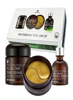 Multi Function Total Care Set - Snail Ampoule + Snail Cream + Gold Snail Eye Patches For Skin Moisture, Soothing, Regeneration And Anti-Wrinkle Effect