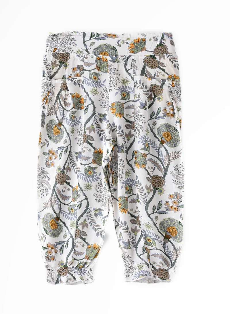 Jelliene Breezy Blooms: Girls' Flowy Viscose Pants Stylish Comfort & Springtime Flair
