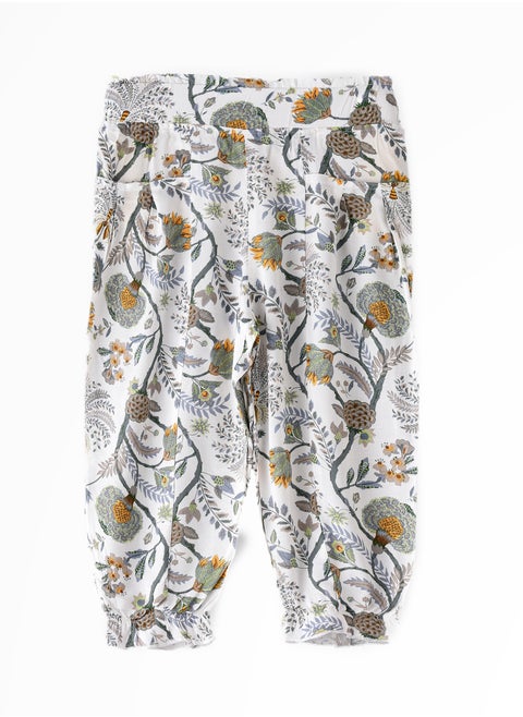 Breezy Blooms: Girls' Flowy Viscose Pants Stylish Comfort & Springtime Flair