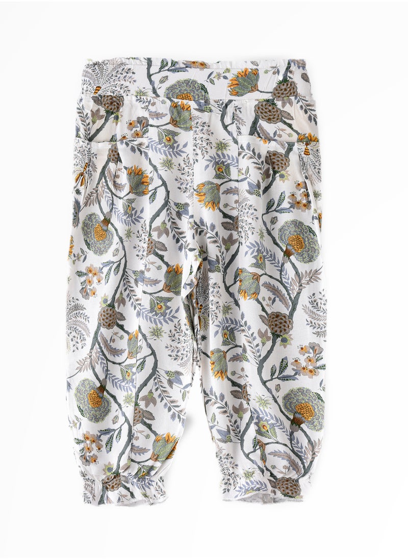 Jelliene Breezy Blooms: Girls' Flowy Viscose Pants Stylish Comfort & Springtime Flair  - Image 1