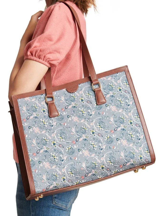 Chumbak  Teal By Chumbak Grey Bloom Office Tote for Women | Best Price UAE
