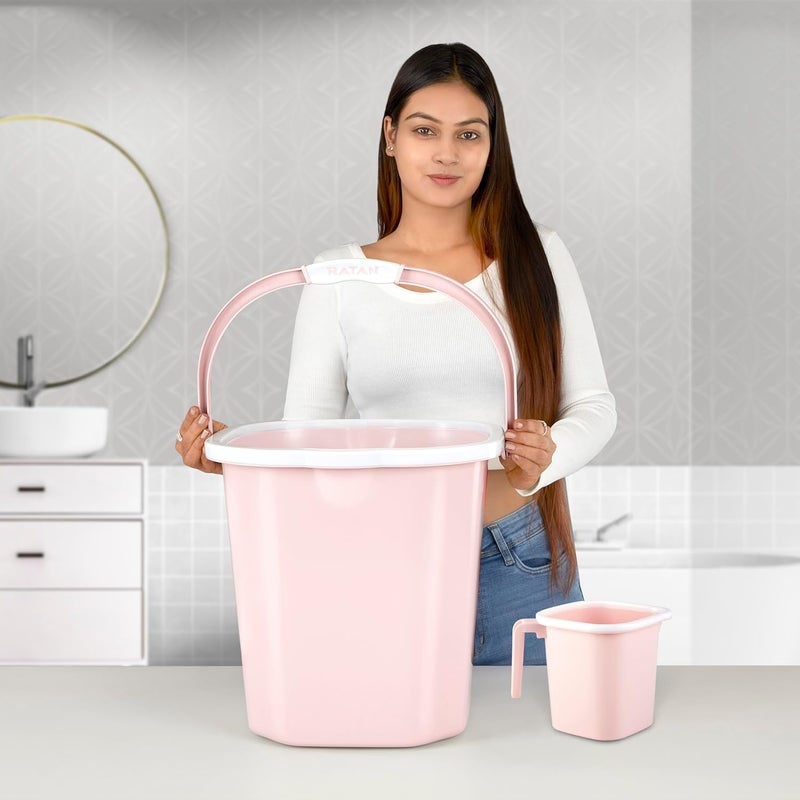 RATAN PLASTICWARE Premia Bathroom Set Bucket 25L X 3 Mug 15L X 3 Diaso PinkLight Weight and Easy to CarryPerfect for Use in Bathrooms Kitchen Wet Utility Areas - Image 3
