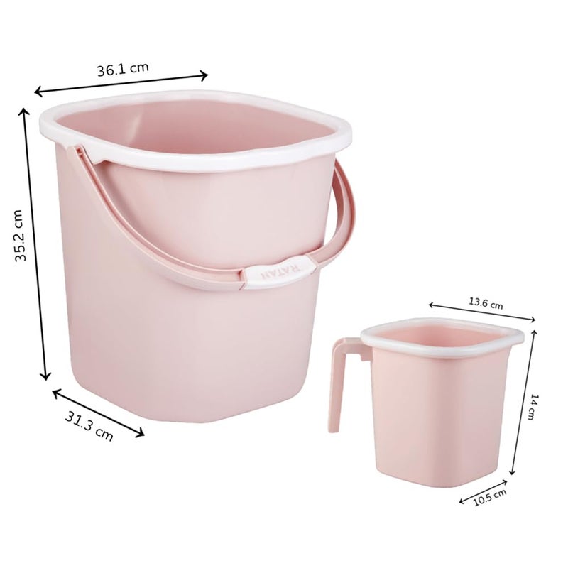 RATAN PLASTICWARE Premia Bathroom Set Bucket 25L X 3 Mug 15L X 3 Diaso PinkLight Weight and Easy to CarryPerfect for Use in Bathrooms Kitchen Wet Utility Areas - Image 2