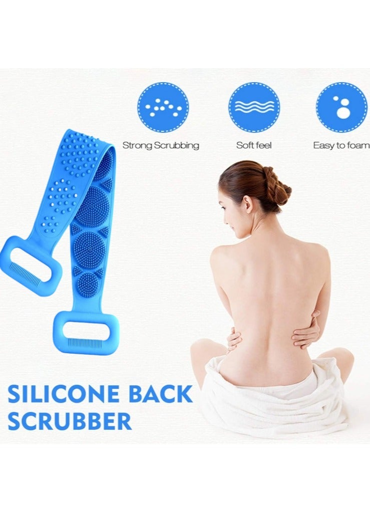 Silicone Bath Body Brush Back Cleaning Exfoliating Body Scrubber,Bath Shower Silicone Body Wash Scrubber Belt for Men and Women,70CM(Blue) - Image 4