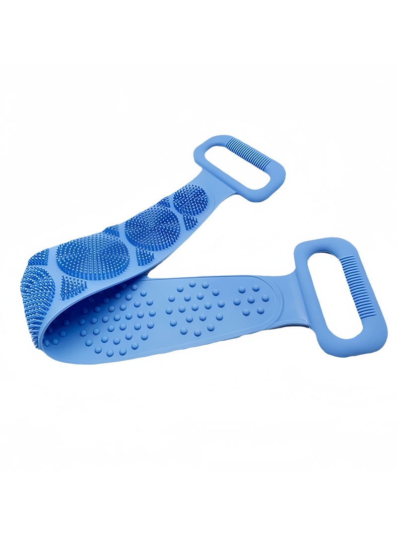 Silicone Bath Body Brush Back Cleaning Exfoliating Body Scrubber,Bath Shower Silicone Body Wash Scrubber Belt for Men and Women,70CM(Blue) - Image 1