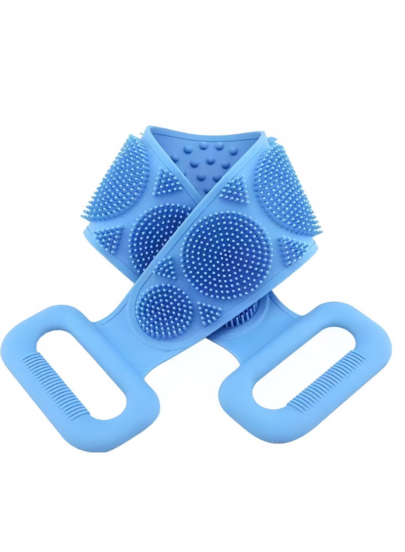 Silicone Bath Body Brush Back Cleaning Exfoliating Body Scrubber,Bath Shower Silicone Body Wash Scrubber Belt for Men and Women,70CM(Blue) - Image 2
