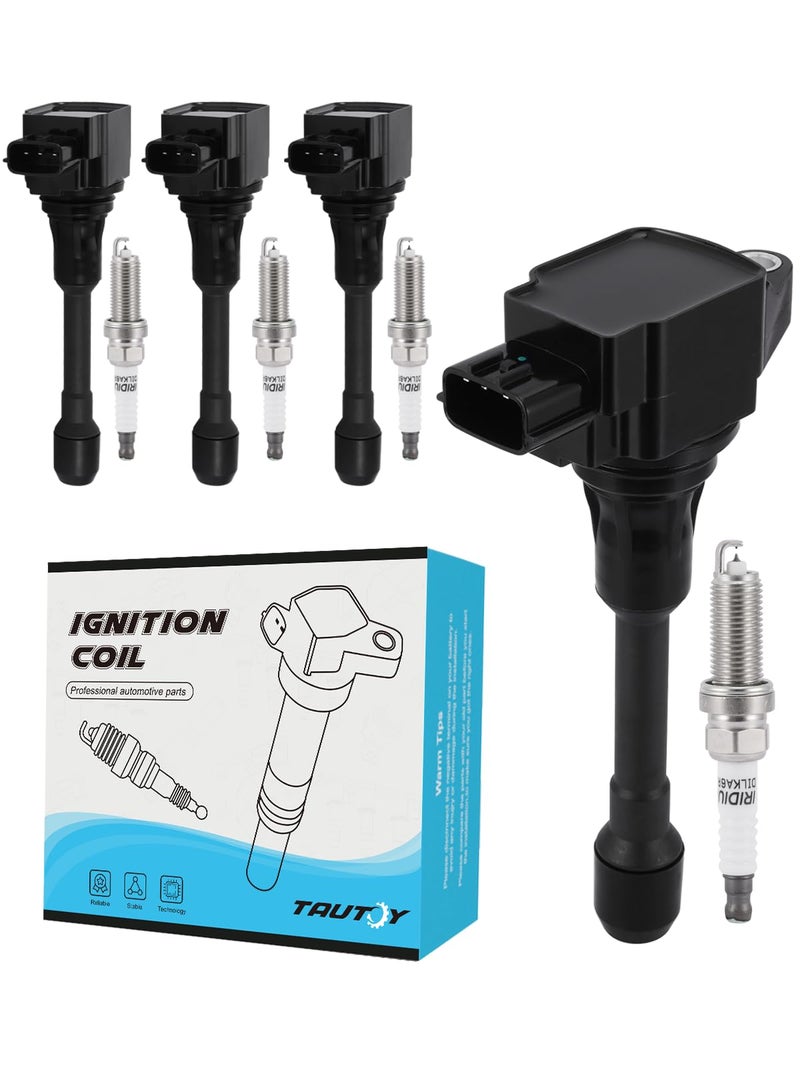 TAUTOY UF549 Ignition Coil Pack 9029 Spark Plug 4PCS 20052019 For 16L 18L 20L 25L Nissan Altima Cube NP300 Frontier Rogue Sentra Tiida Urvan Versa XTrailFor 56L INFINITI FX50 M56 QX70
