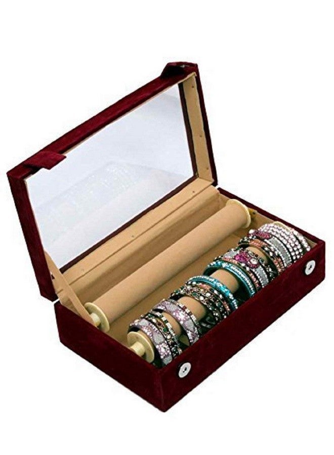 كوبير إندستريز صندوق تخزين أساور مخملي شفاف خشبي مكون من قطعة واحدة من Kuber Industries، بلون أحمر غامق - CTKTC22793، قياسي - Image 2