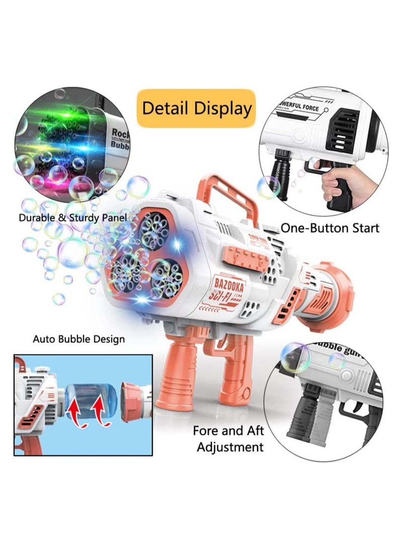 Barakah Bubble Gun Blower Bubble Auto Machine Gun 24 Hole Light Up Bubble Maker Rocket Launcher Bubble Maker Electric Bubble Gun Bubble Blaster for Kids Summer Toy Birthday Gift - Image 4