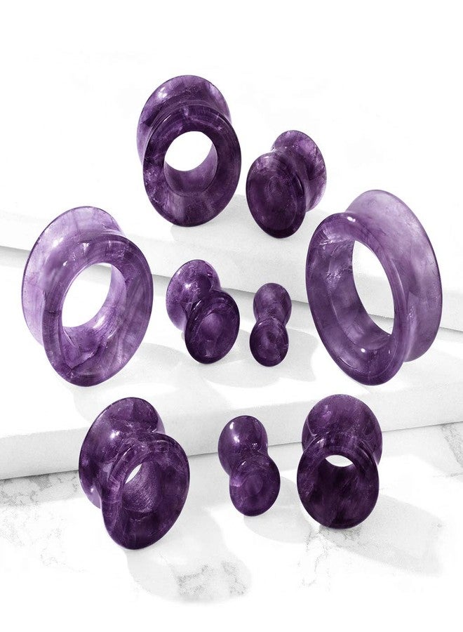 Pierced Owl Natural Amethyst Stone Double Flared Saddle Tunnels, Sold as a Pair, Stone, no gemstone - Image 3