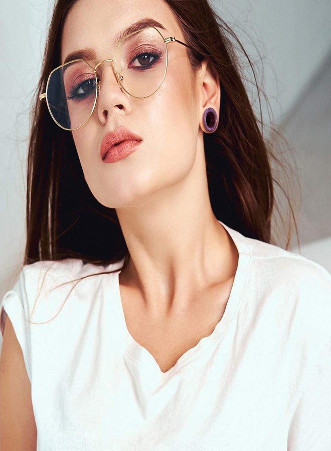 Pierced Owl Natural Amethyst Stone Double Flared Saddle Tunnels, Sold as a Pair, Stone, no gemstone - Image 4