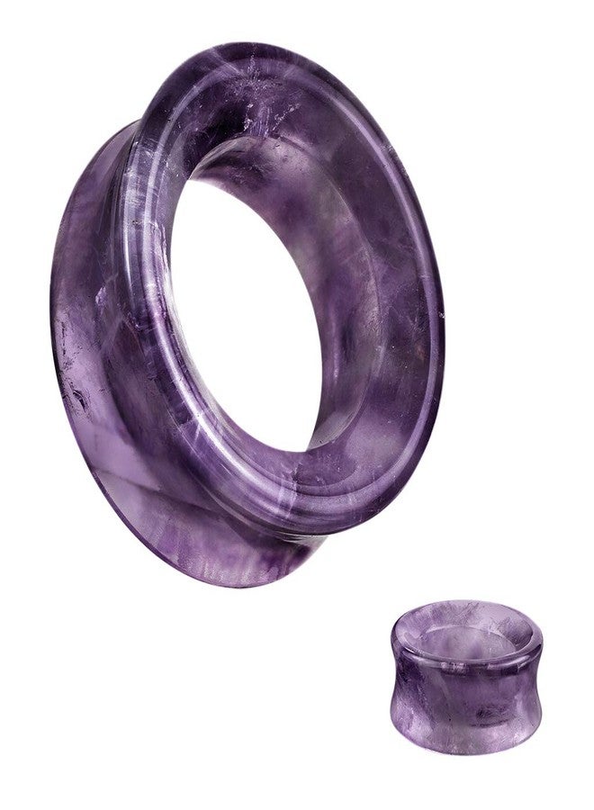 Pierced Owl Natural Amethyst Stone Double Flared Saddle Tunnels, Sold as a Pair, Stone, no gemstone - Image 2