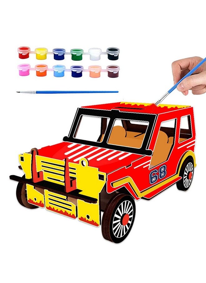 Webby Webby DIY Build & Paint Wooden Movable Car Model Toy for Kids  - Image 1
