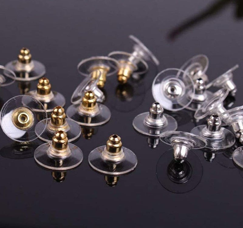 DIY Crafts DIY Crafts 500, Silver's, Pairs Bullet Clutch Earring Backs with Pad Earring Safety Backs (Silver; Gold; Clear & Flat Clear) Earring Back For A (500, Silver's)  - Image 4