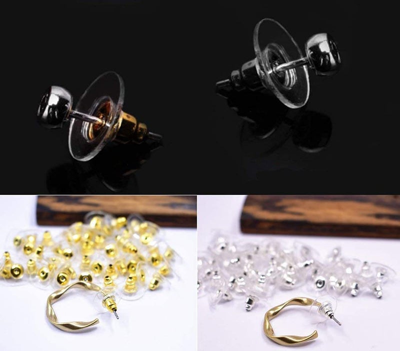 DIY Crafts DIY Crafts 500, Silver's, Pairs Bullet Clutch Earring Backs with Pad Earring Safety Backs (Silver; Gold; Clear & Flat Clear) Earring Back For A (500, Silver's)  - Image 3