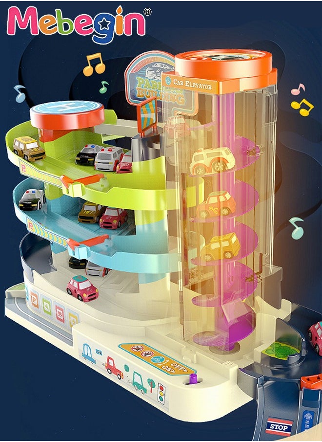 MEBEGIN - Toy Car Garage for Boys Kids Ages 3+Toddlers Building Track Car Playset Parking Lot Toys Birthday Gifts Party Games - Image 1