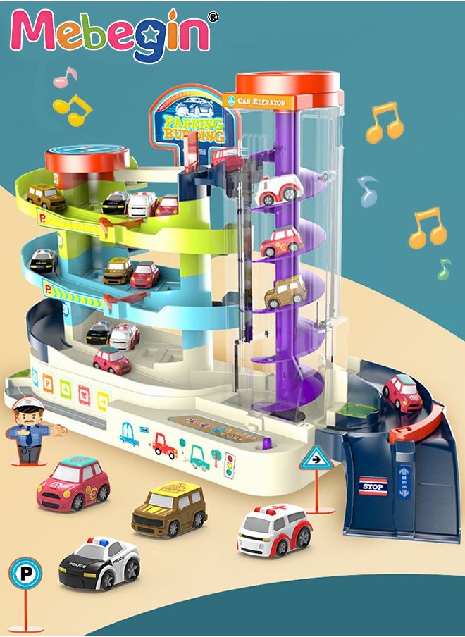 MEBEGIN - Toy Car Garage for Boys Kids Ages 3+Toddlers Building Track Car Playset Parking Lot Toys Birthday Gifts Party Games - Image 1