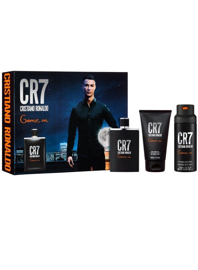 CR7 Game On Gift Set – EDT 100ml + Shower Gel 150ml + Body Spray 150ml – Men's
