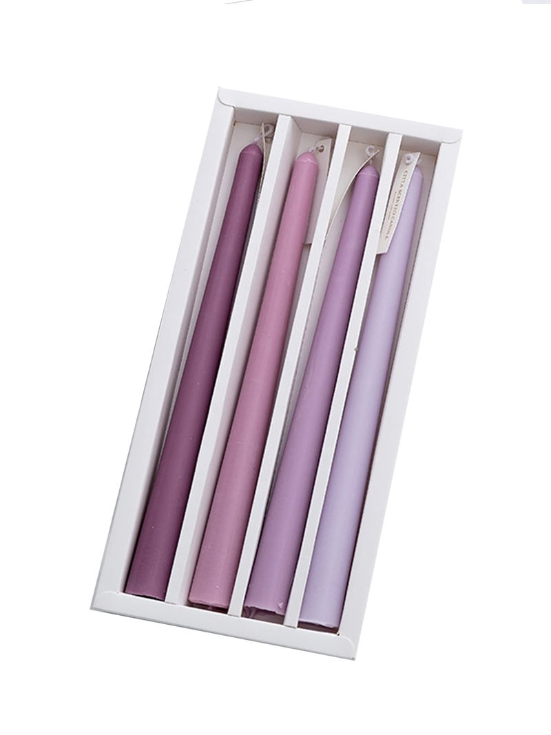 LPUSA 10 inch Purple Taper Candles Scented Smokeless Candle Long Candles Wax Colored Taper Candles for Decor Wedding,Festival and Special Occasions,Set of 4(Gradient Purple) - Image 1