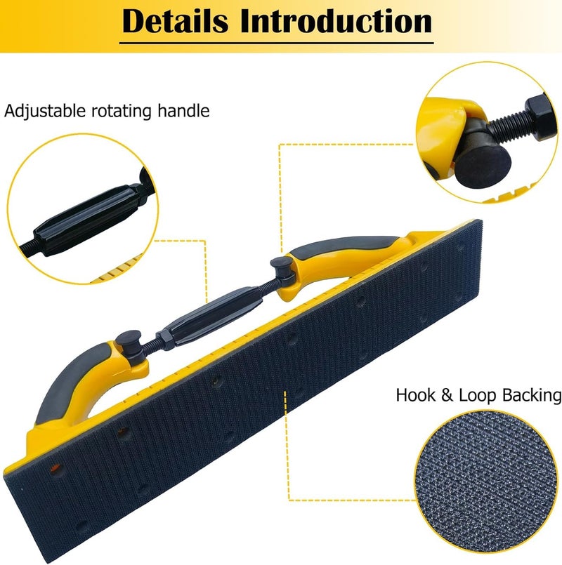 Toromp 2-3/4" x 15-3/4" Adjustable Radius Flex Longboard Hand Sanding File Block with Hook & Loop Backing - Use Continuous Rolls or Sandpaper Sheets for Automotive, Woodworking - Image 4