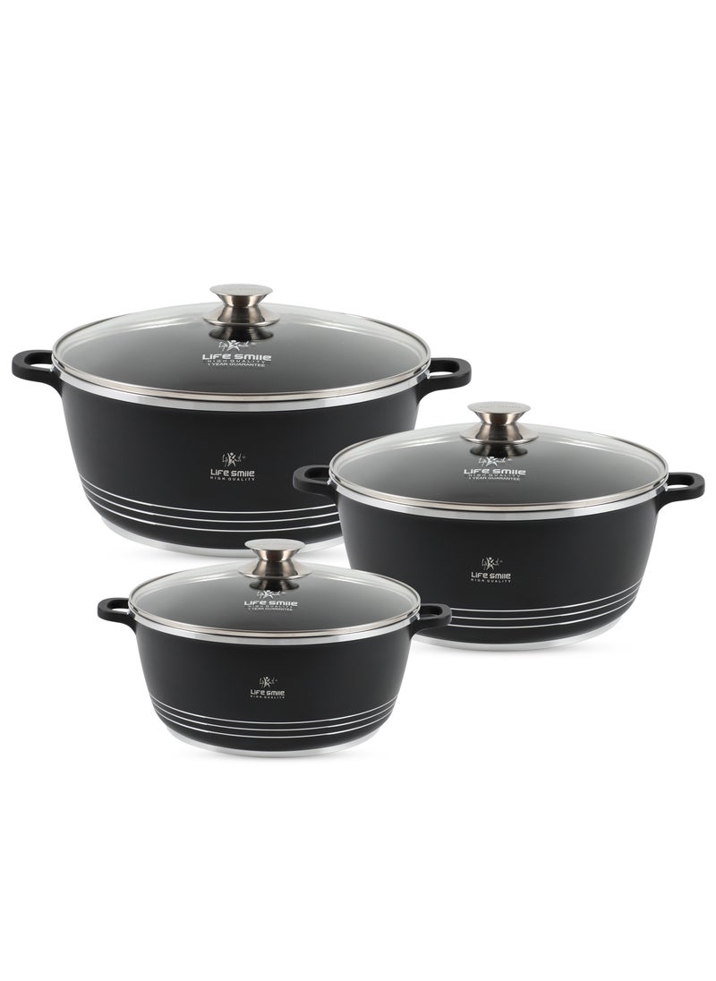 Life Smile LIFE SMILE Nonstick Ceramic Cookware Set 6-Piece (32/36/40cm Big Sizes), Healthy Pots and Pans Set, Non-toxic Kitchen Cooking Set with Stay-Cool Handles, PFAS and PFOA Free  - Image 1