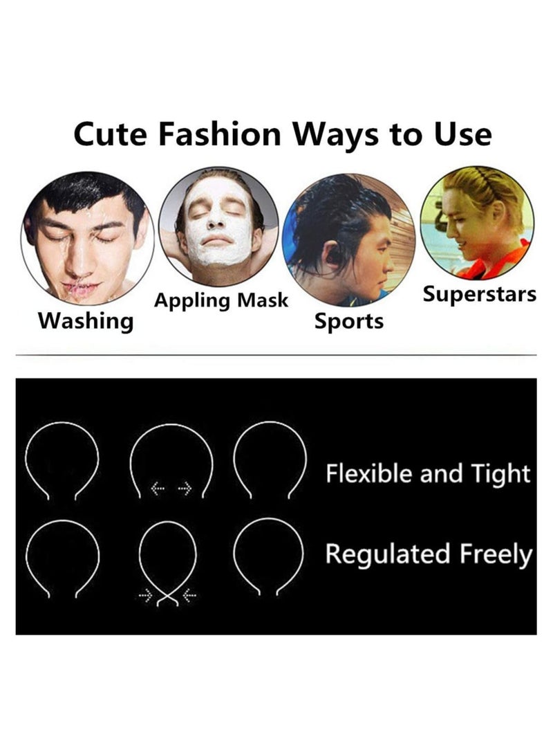 سبيس شوب عصابة رأس معدنية مموجة بتصميم ريش، للجنسين، لون أسود، مصقول، مموج، غير قابلة للانزلاق، رياضية، للنساء والرجال. - Image 5