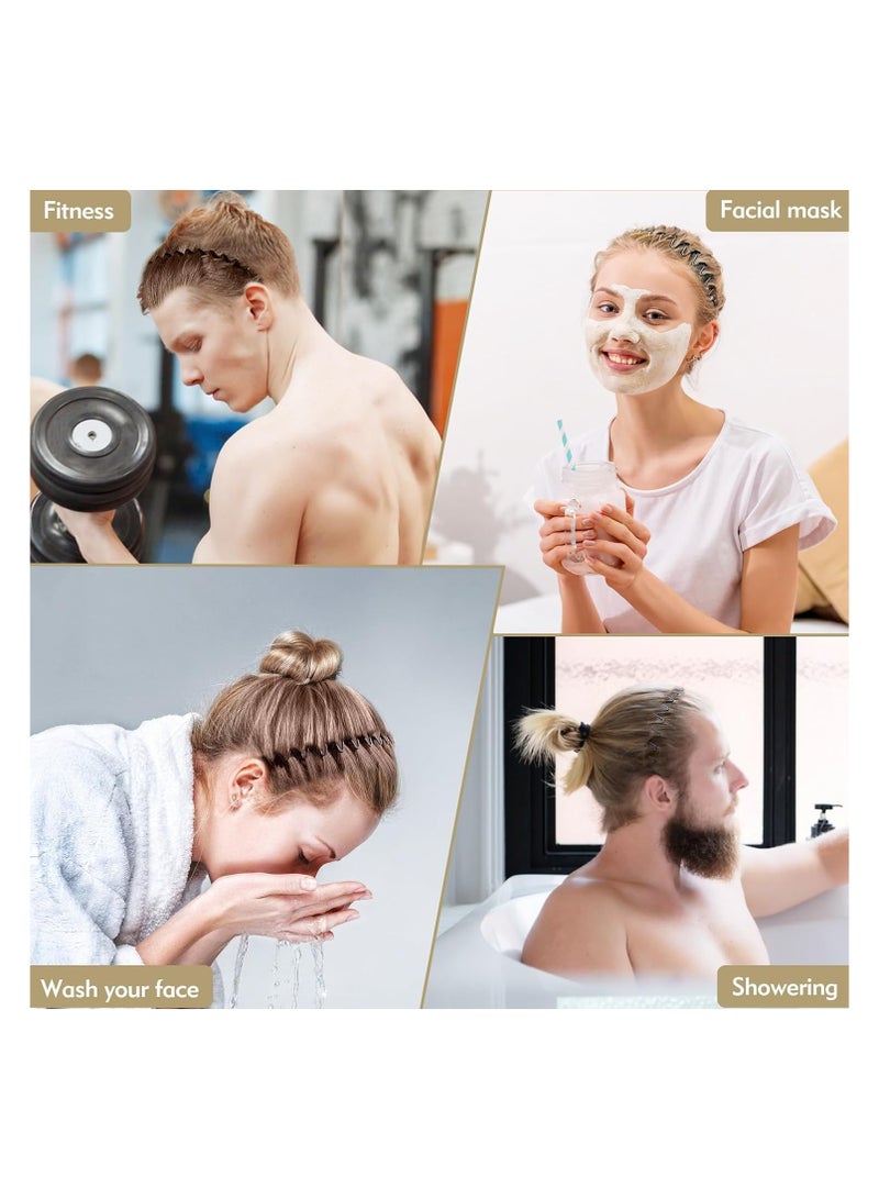 سبيس شوب عصابة رأس معدنية مموجة بتصميم ريش، للجنسين، لون أسود، مصقول، مموج، غير قابلة للانزلاق، رياضية، للنساء والرجال. - Image 2