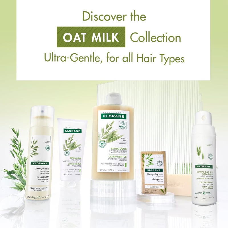 Klorane Ultra-Gentle Shampoo with Oat Milk - Sulfate-Free - Dermatologist and Pediatric Tested - Hypoallergenic, Vegan, Plant-Based Fomula - High Tolerance Formula for Whole Family - 13.5 fl. oz. - Image 3