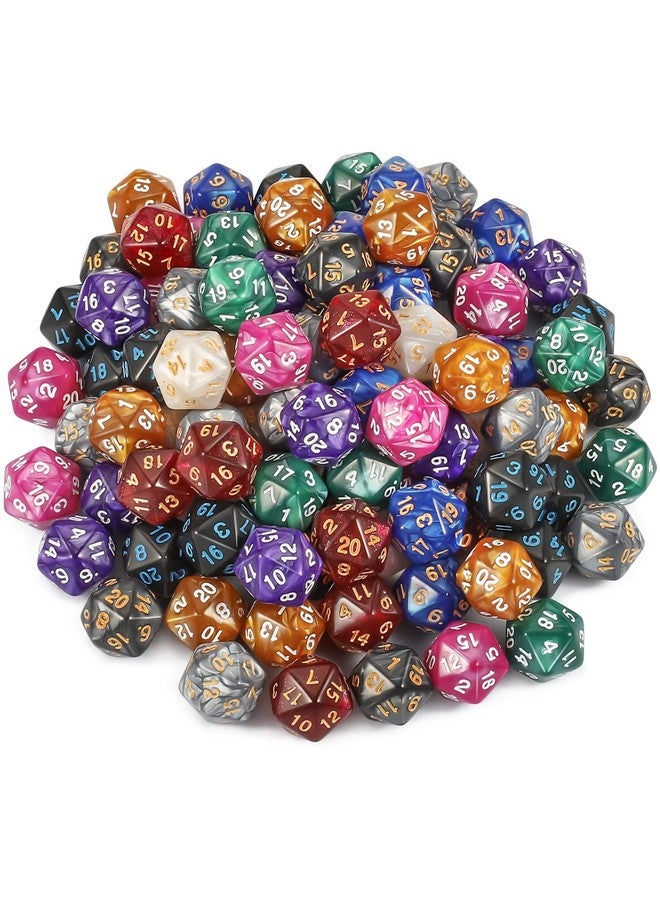 CiaraQ Dnd Polyhedral Dice (100Pcs) With A Dice Bag Compatible With Dungeons And Dragons Dnd Rpg Mtg Role Playing Table Games (10 Colors D20 Dice) - Image 1