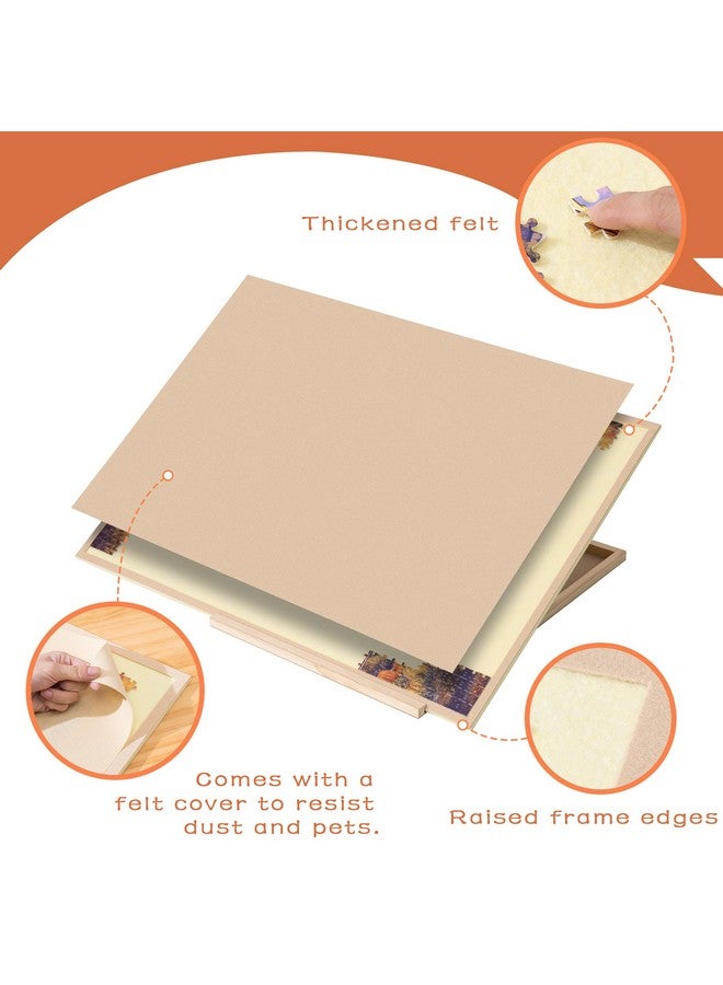 Tektalk Foldable Jigsaw Puzzle Board with 4 Angle Adjustable Bracket/Stand, Lightweight Portable Puzzle Mat Plateau with Wooden Easel, Foldaway Felt Puzzle Table, for Up to 1500 Pieces (Beige) - Image 4