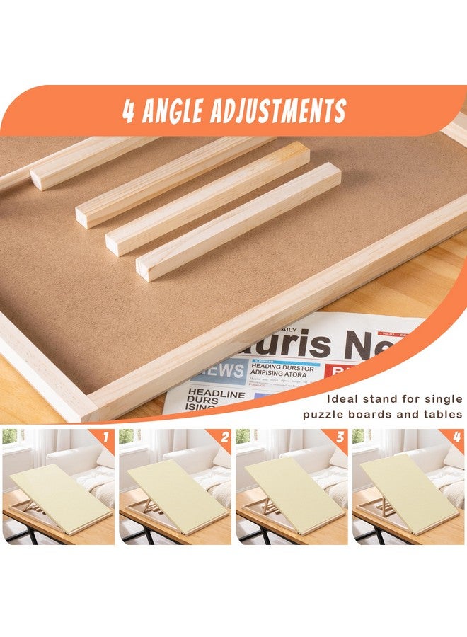 Tektalk Foldable Jigsaw Puzzle Board with 4 Angle Adjustable Bracket/Stand, Lightweight Portable Puzzle Mat Plateau with Wooden Easel, Foldaway Felt Puzzle Table, for Up to 1500 Pieces (Beige) - Image 2