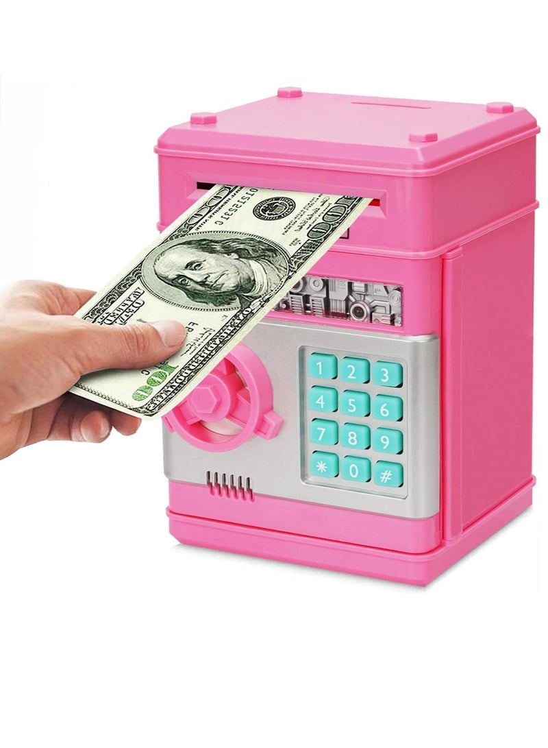 MAGIC VAULT Piggy Bank Cash Coin Can ATM Bank Electronic Coin Money Bank Money Saving Box for Teen Girl Toy Age 4 8 10 12 with Password Code Lock for Kids(PINK) - Image 1