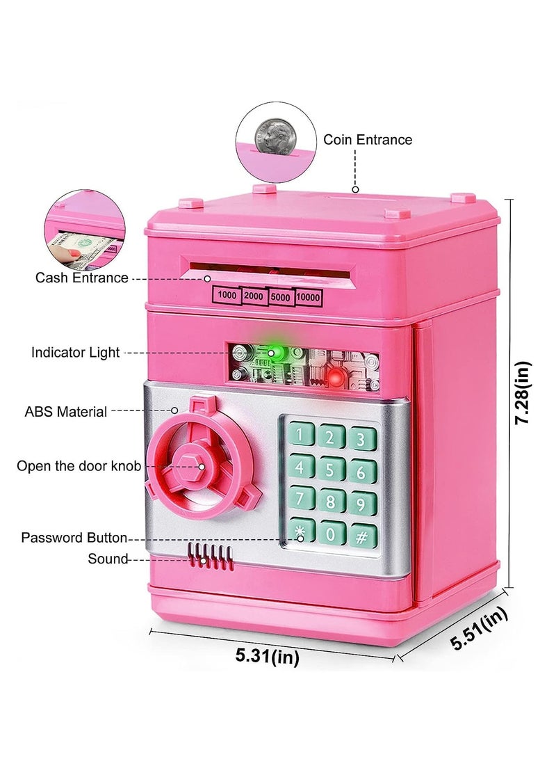 MAGIC VAULT Piggy Bank Cash Coin Can ATM Bank Electronic Coin Money Bank Money Saving Box for Teen Girl Toy Age 4 8 10 12 with Password Code Lock for Kids(PINK) - Image 2