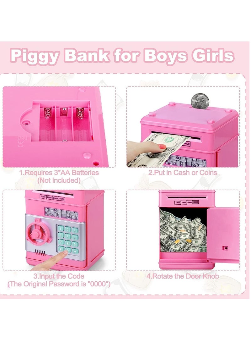MAGIC VAULT Piggy Bank Cash Coin Can ATM Bank Electronic Coin Money Bank Money Saving Box for Teen Girl Toy Age 4 8 10 12 with Password Code Lock for Kids(PINK) - Image 4