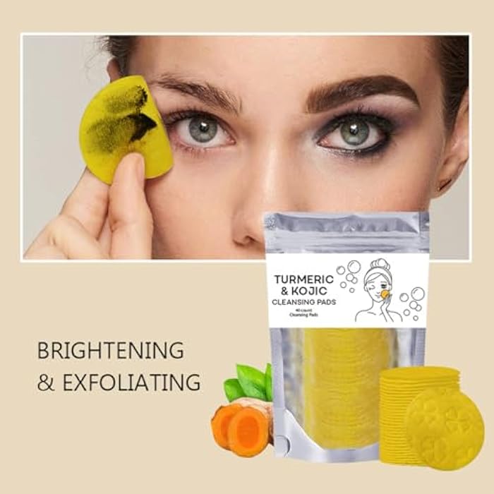 Baorder 4Pcs Turmeric Wash and Care Set,Tuemeric Facial Cleanser, Turmeric Cleansing Exfoliating Pads,Handmade Soap Bubble Mesh Bags,Turmeric Soap Combo,Skin Care Set for Face & Body,Deep Cleansing - Image 3