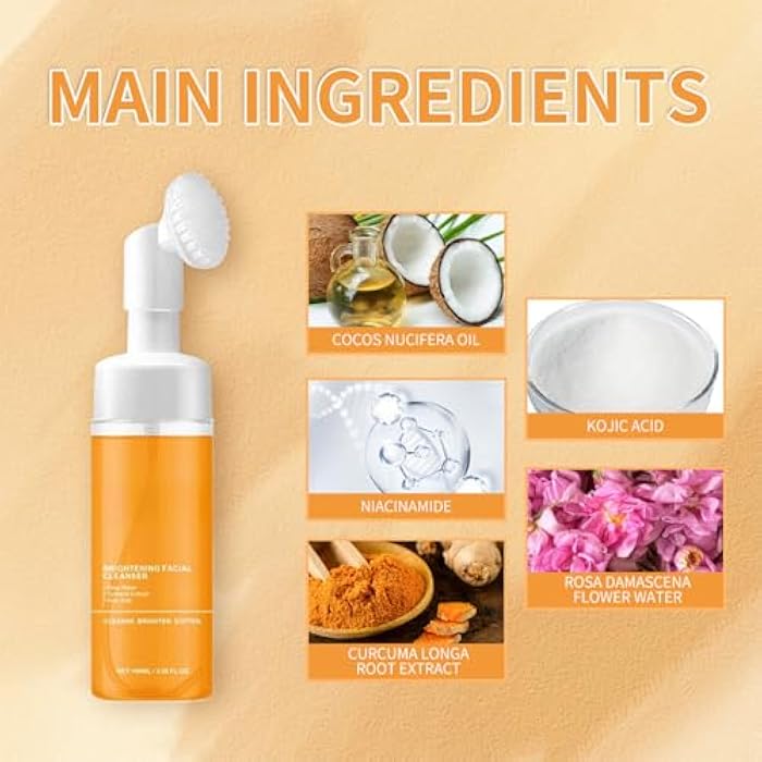 Baorder 4Pcs Turmeric Wash and Care Set,Tuemeric Facial Cleanser, Turmeric Cleansing Exfoliating Pads,Handmade Soap Bubble Mesh Bags,Turmeric Soap Combo,Skin Care Set for Face & Body,Deep Cleansing - Image 5