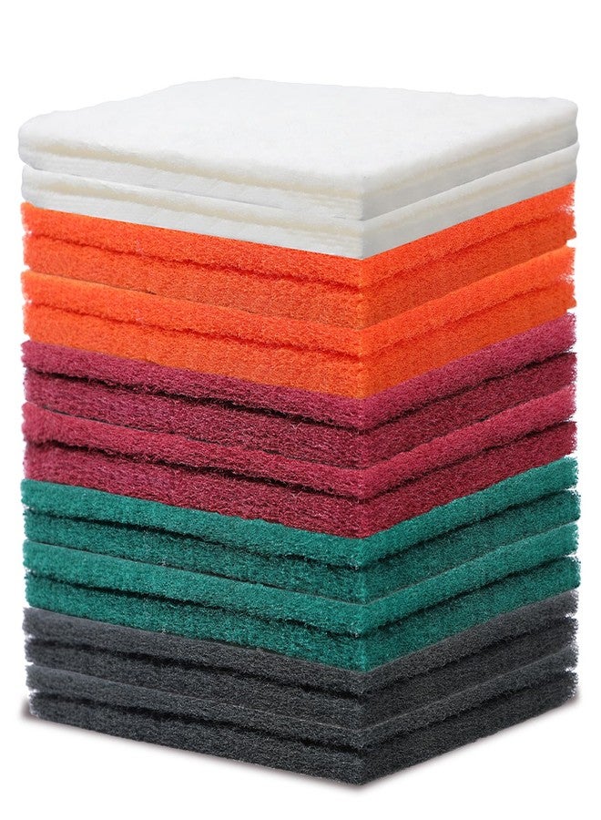 Hoolerry 30 Pcs 6 x 9 Inch Scuff Pad 5 Different Specifications Assortment Scouring Pad General Purpose Non Scratch Scrub Pad Ideal for Garden Automotive Body Tools and Grills Dish Kitchen Cleaning - Image 1