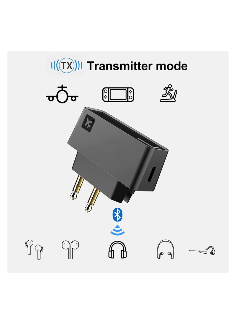 Excefore - Wireless Bluetooth Transmitter, Low Latency Bluetooth 5.0 Audio Adapter for Connecting Wireless Headphones/Earbuds, Works with All 3.5mm Aux Jacks on Airplanes, Gym Equipment, TVs - Image 1