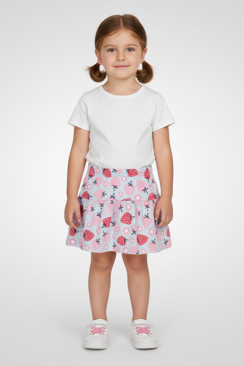 guppy Toddlers Girl Strawberry Print Skirt, Multicolor - Image 1