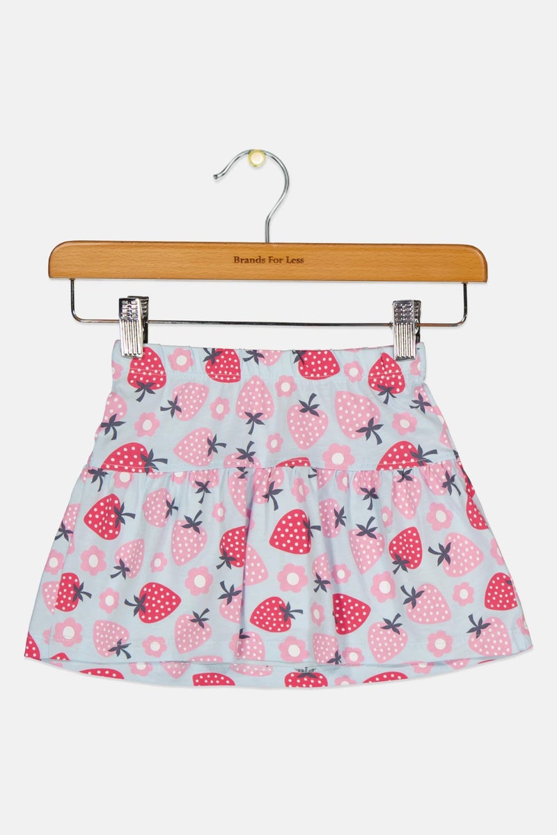 guppy Toddlers Girl Strawberry Print Skirt, Multicolor - Image 2